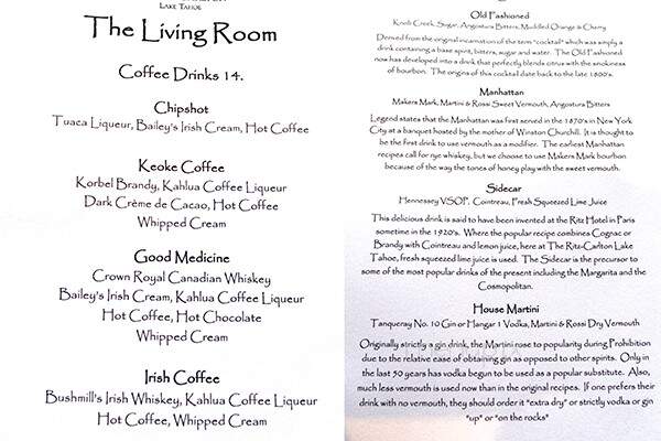 The Living Room at The Ritz-Carlton - Truckee, CA menu_pic