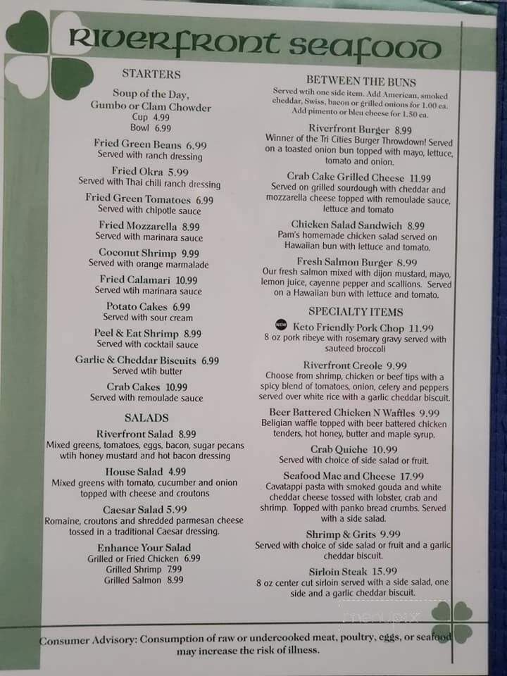 Riverfront Seafood Co - Kingsport, TN menu_pic