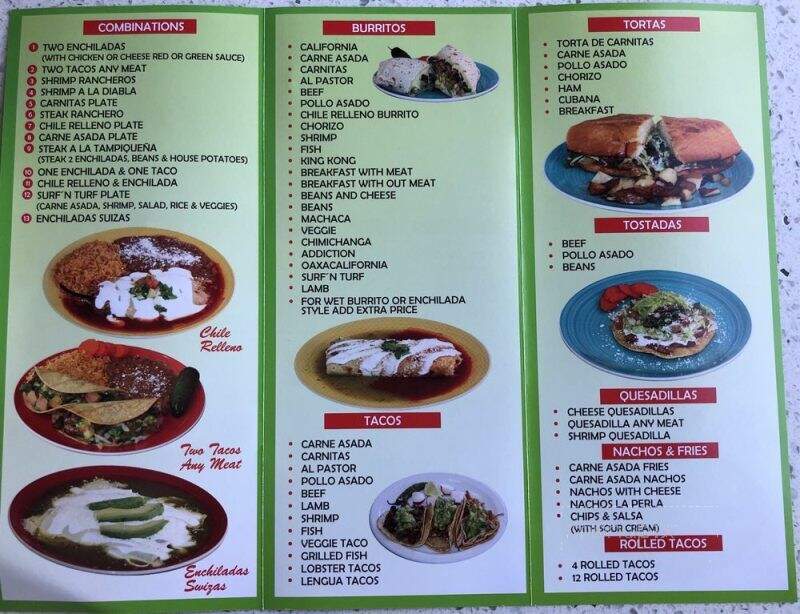 La Perla Cocina Mexicana #3 - San Diego, CA menu_pic