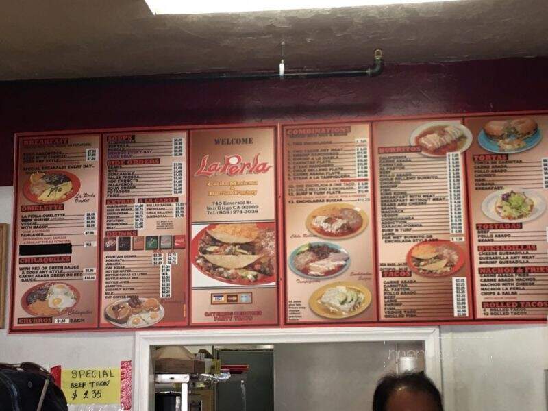La Perla Cocina Mexicana #3 - San Diego, CA menu_pic