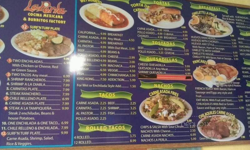 La Perla Cocina Mexicana #3 - San Diego, CA menu_pic