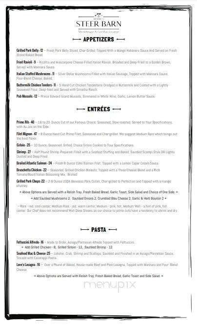 Steer Barn - Upper Sandusky, OH menu_pic