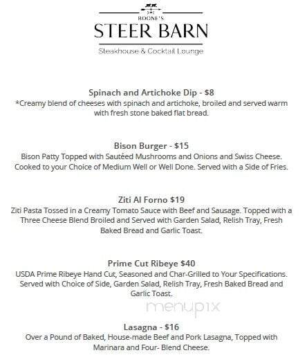 Steer Barn - Upper Sandusky, OH menu_pic