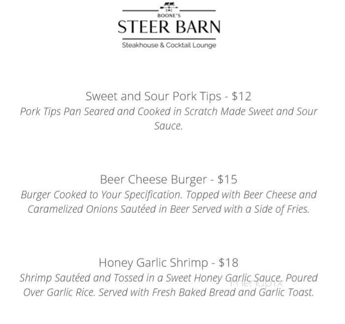Steer Barn - Upper Sandusky, OH menu_pic