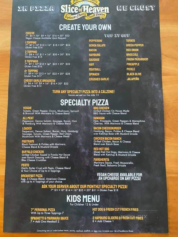 Mary Jane's Slice of Heaven - Farmington, ME menu_pic