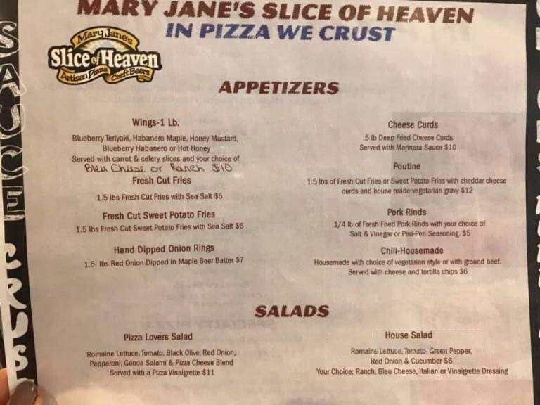 Mary Jane's Slice of Heaven - Farmington, ME menu_pic