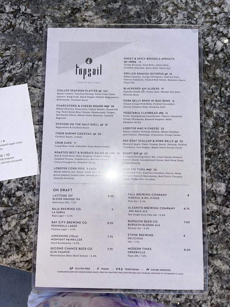 Top Sail - San Diego, CA menu_pic