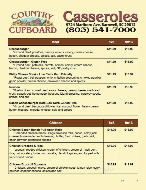 Country Cupboard Of Barnwell - Barnwell, SC menu_pic