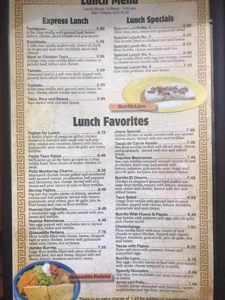 El Charro - Harrodsburg, KY menu_pic