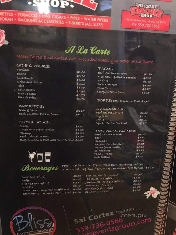 El Rosal Bar & Grill - Visalia, CA menu_pic