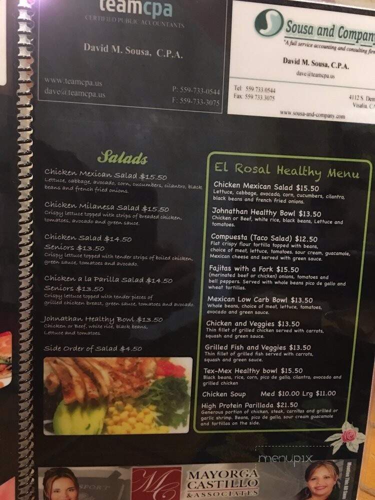 El Rosal Bar & Grill - Visalia, CA menu_pic