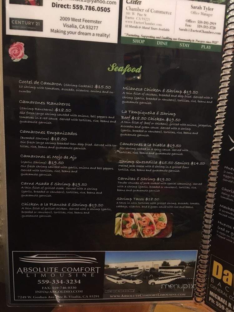 El Rosal Bar & Grill - Visalia, CA menu_pic