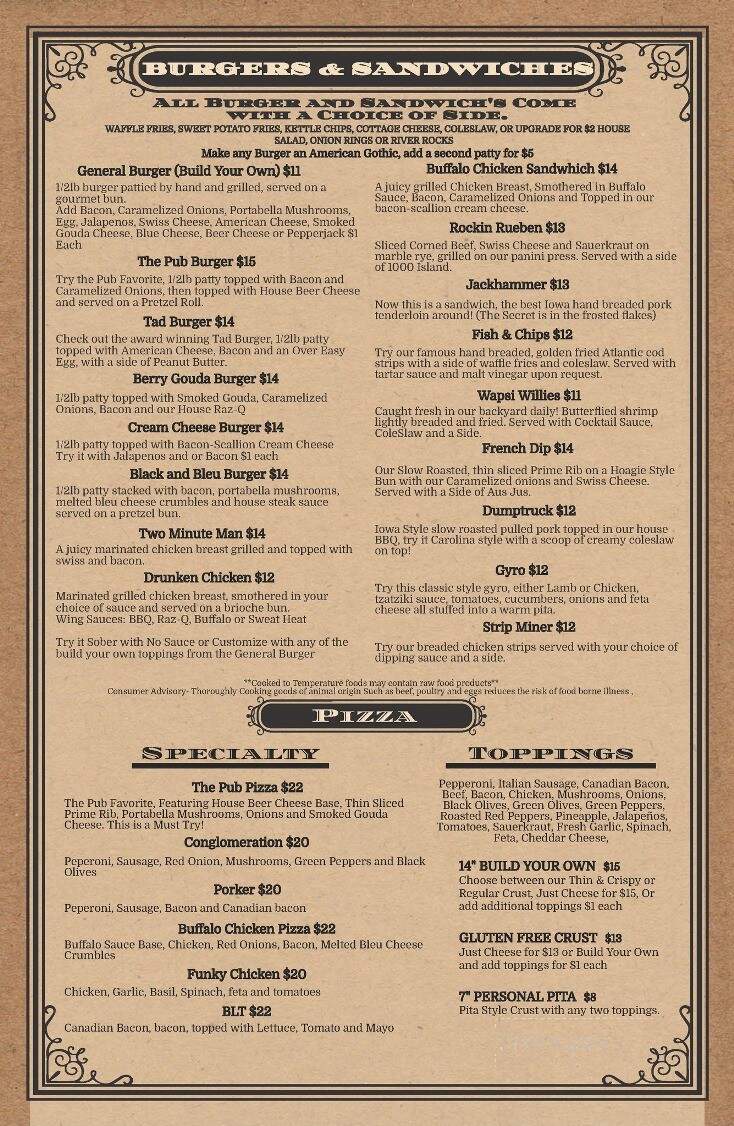 Stone City General Store - Anamosa, IA menu_pic