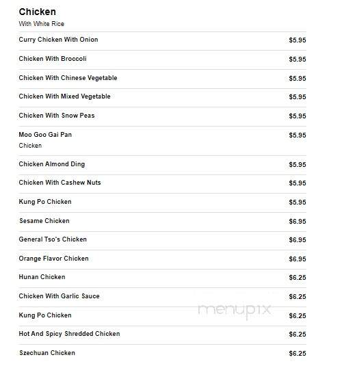 Hong Kong Chinese Restaurant - Pottsville, PA menu_pic