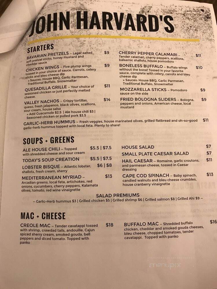 John Harvard's Brew House - Ellicottville, NY menu_pic