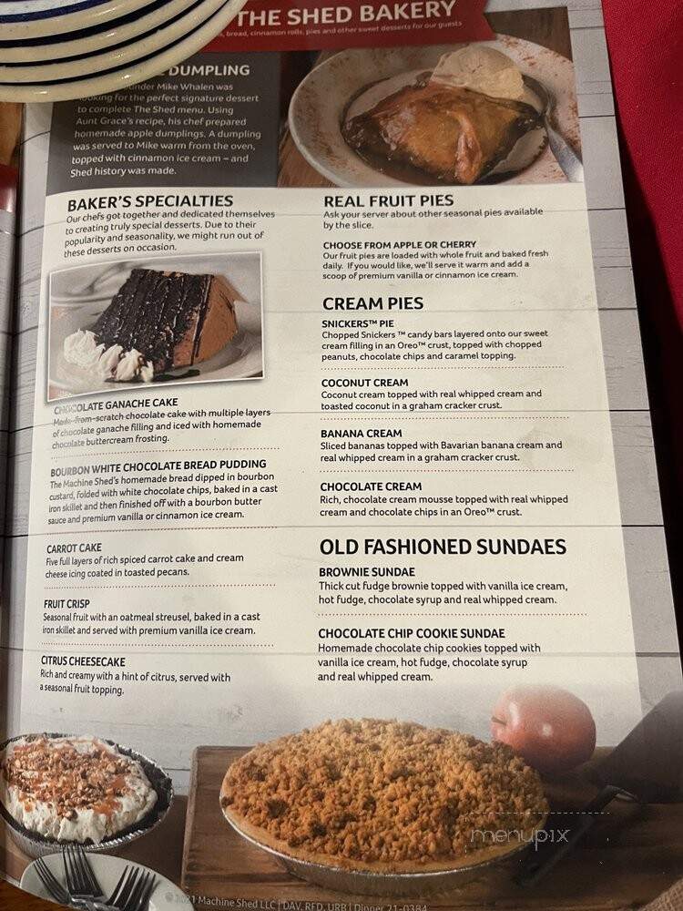 Machine Shed Restaurant - Davenport, IA menu_pic