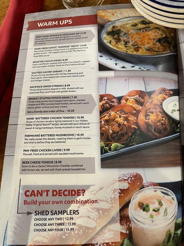 Machine Shed Restaurant - Davenport, IA menu_pic