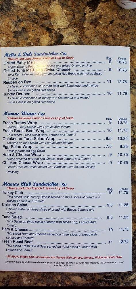 Menu Of Mamas Kitchen In Seminole Fl 33772