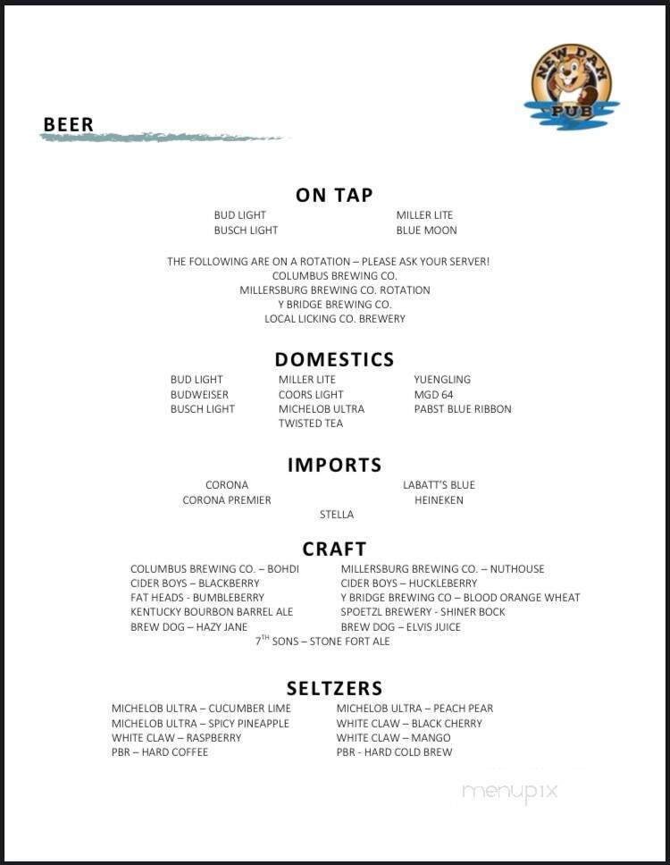 New Dam Pub - Hebron, OH menu_pic