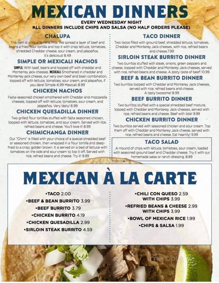 Nine Mile Restaurant - Fort Wayne, IN menu_pic