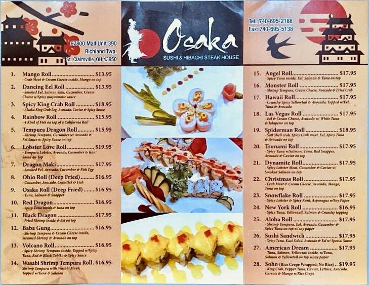 Osaka Steak House - Saint Clairsville, OH menu_pic