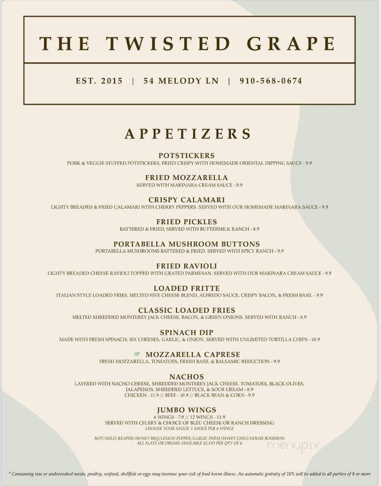 Twisted Grape - Cameron, NC menu_pic
