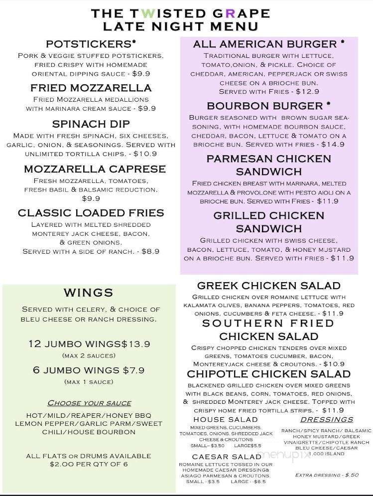 Twisted Grape - Cameron, NC menu_pic