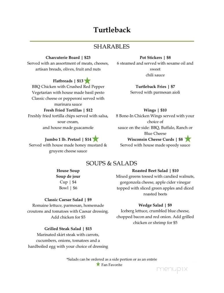 Turtleback Golf Dining - Rice Lake, WI menu_pic