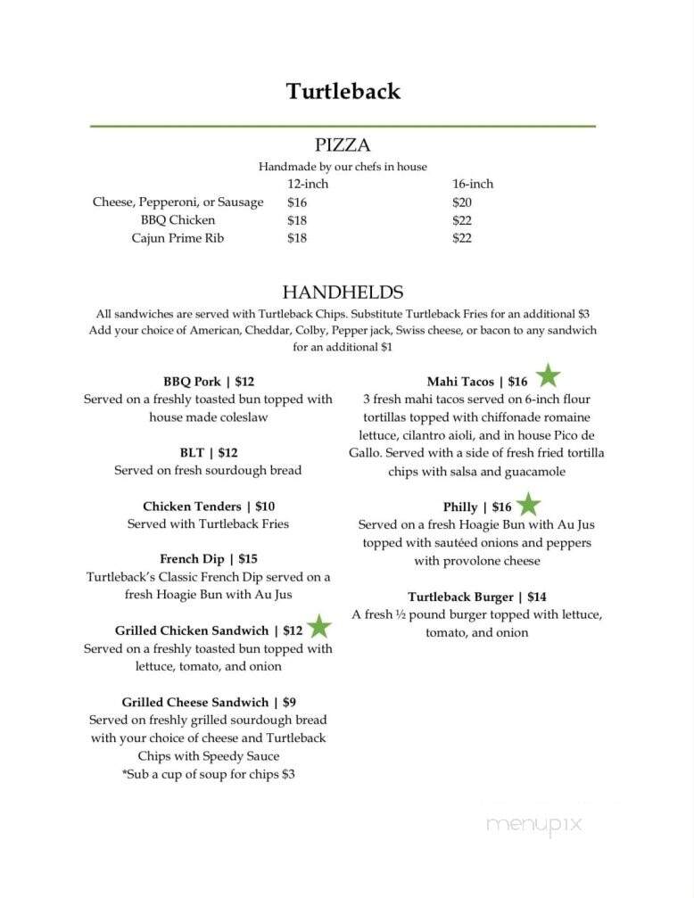 Turtleback Golf Dining - Rice Lake, WI menu_pic