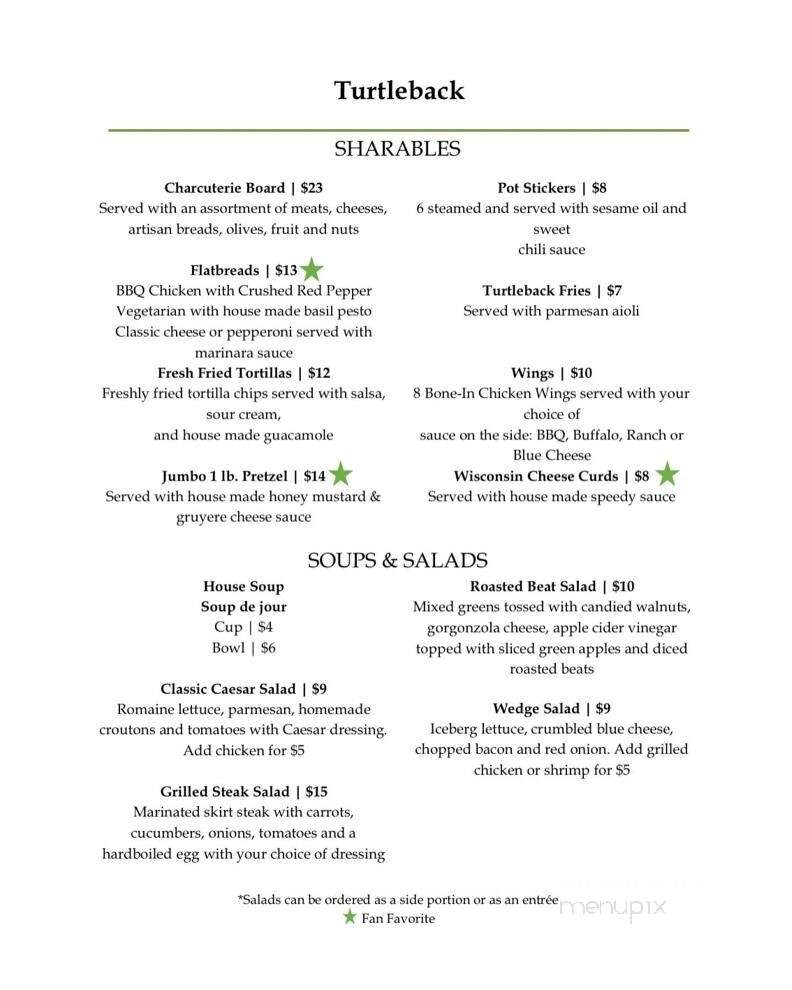 Turtleback Golf Dining - Rice Lake, WI menu_pic