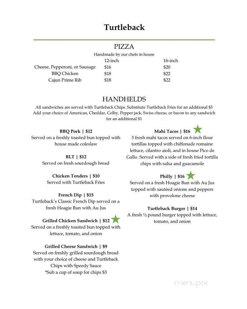 Turtleback Golf Dining - Rice Lake, WI menu_pic