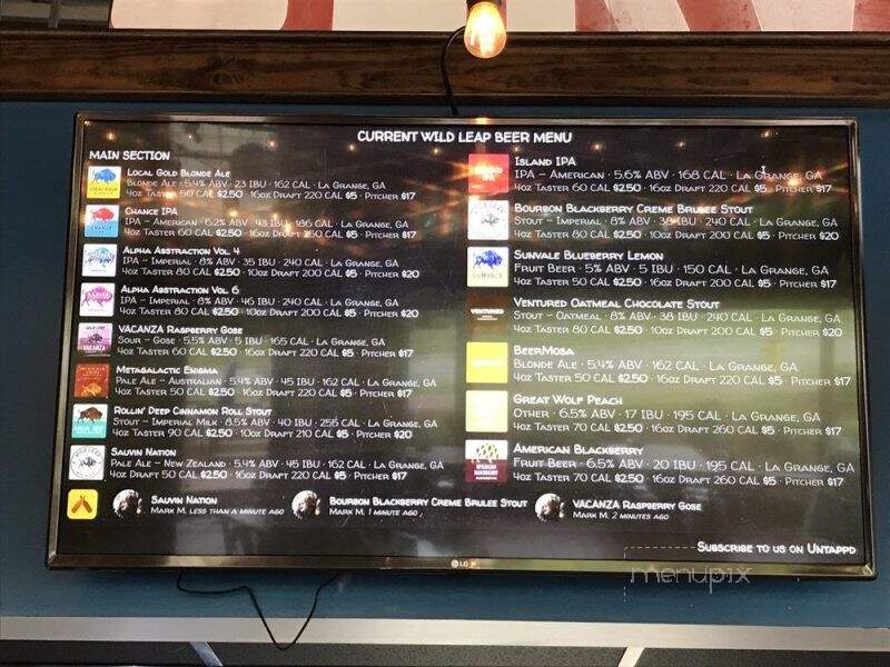 Wild Leap Brew Co. - LaGrange, GA menu_pic