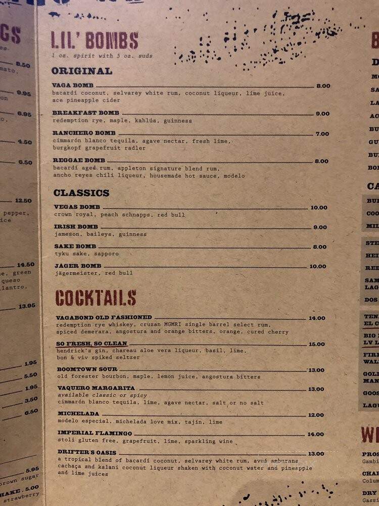 Vagabond DRINK + PLAY + EAT - Las Vegas, NV menu_pic