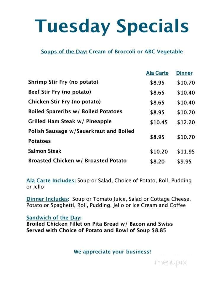 Golden Flame Family Restaurant - Manitowoc, WI menu_pic