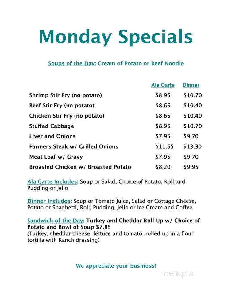 Golden Flame Family Restaurant - Manitowoc, WI menu_pic