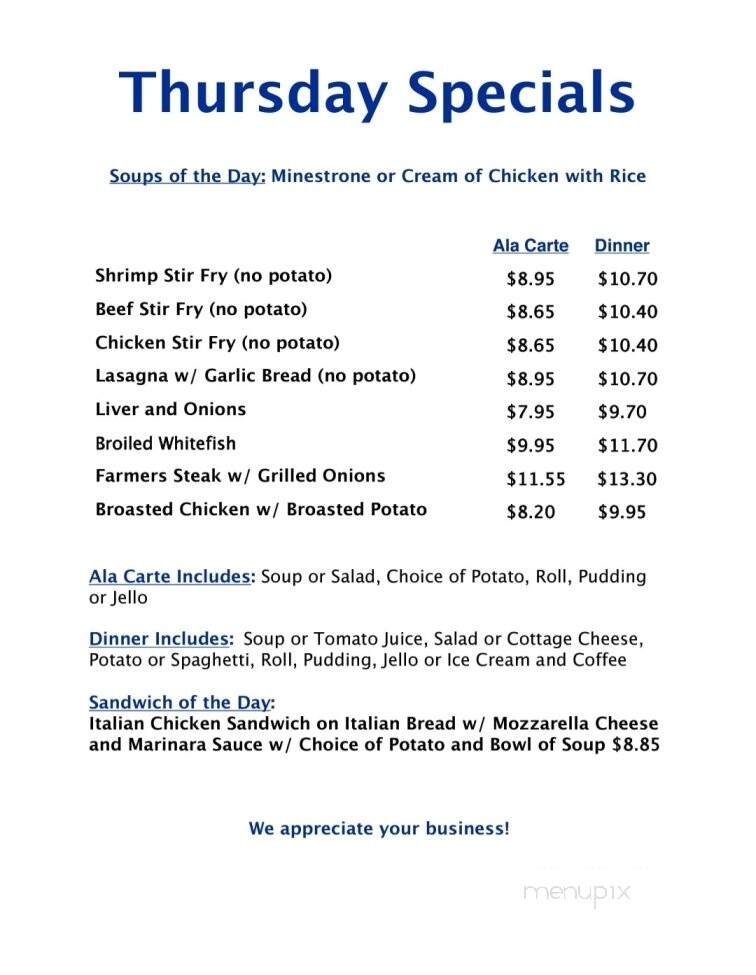Golden Flame Family Restaurant - Manitowoc, WI menu_pic