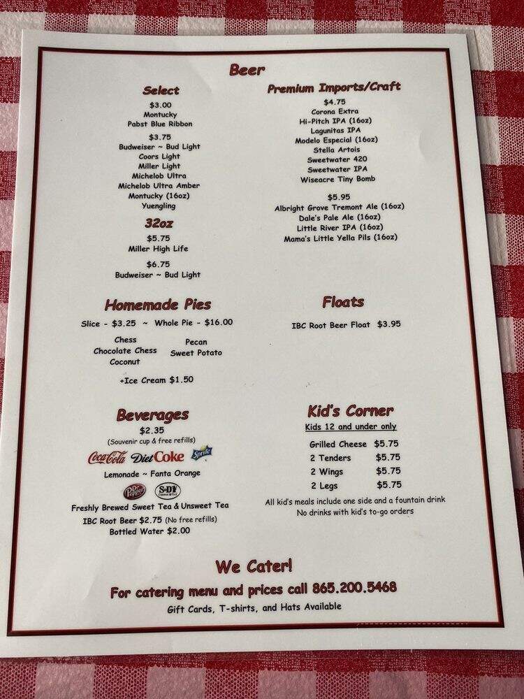 Gus's World Famous Fried Chicken - Knoxville, TN menu_pic