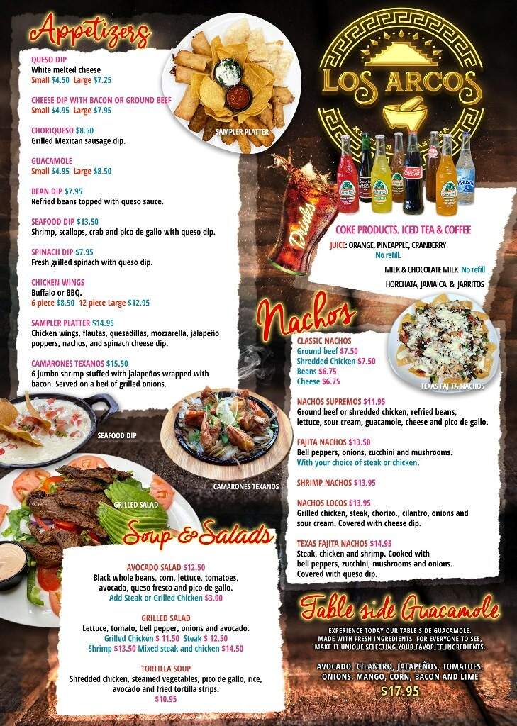 Menu of Los Arcos Kitchen & Cantina in Rochester, MN 55902