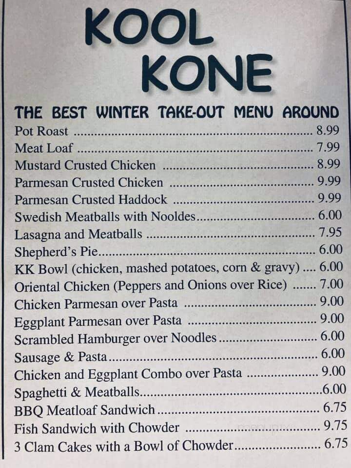 Kool Kone - Wareham, MA menu_pic