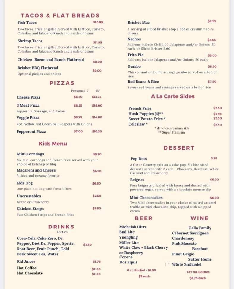 Gator Country - Beaumont, TX menu_pic