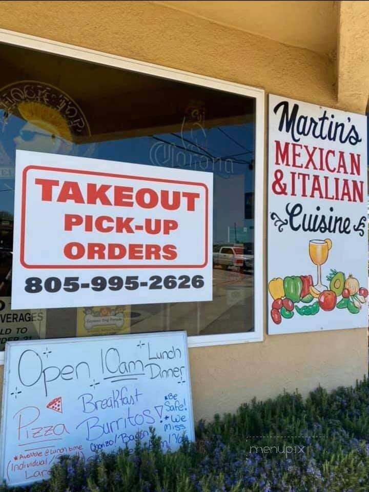 Martin's Restaurant - Cayucos, CA menu_pic