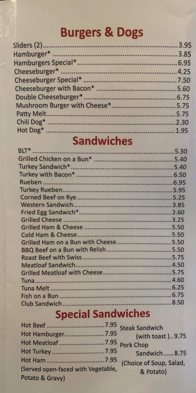 Cavis Bar & Restaurant - Kimball, MI menu_pic
