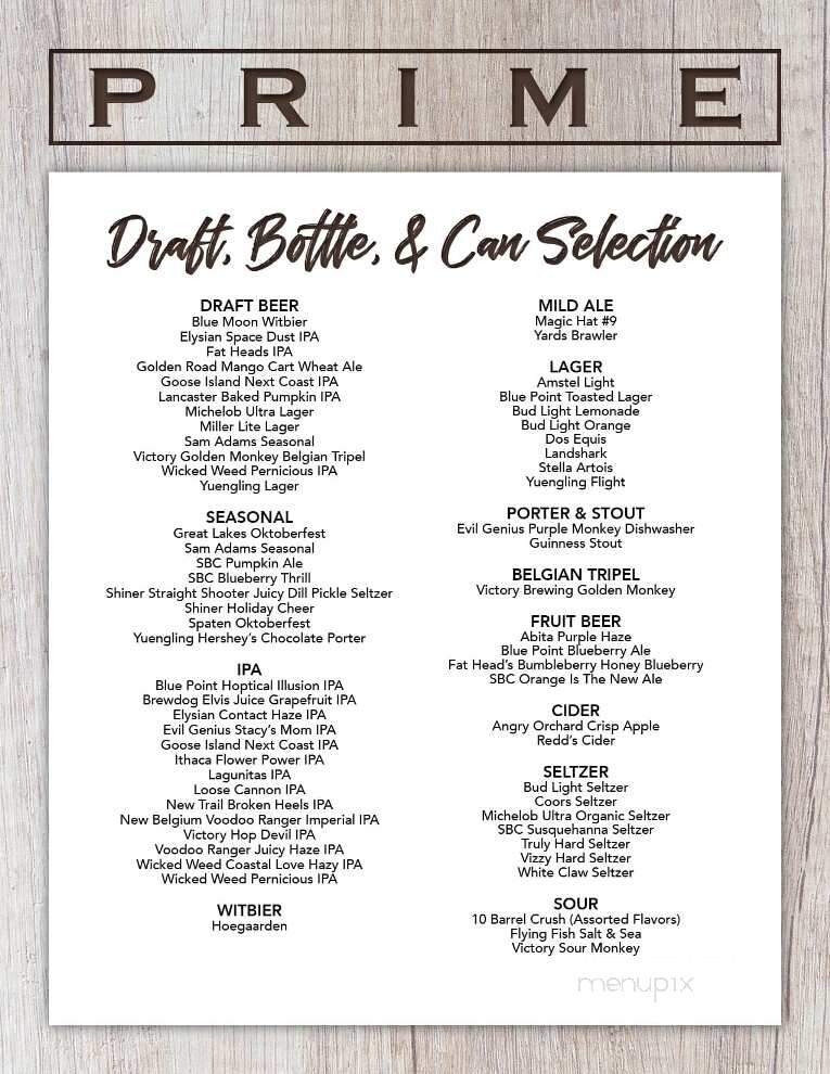 Prime At City Market - Dallas, PA menu_pic