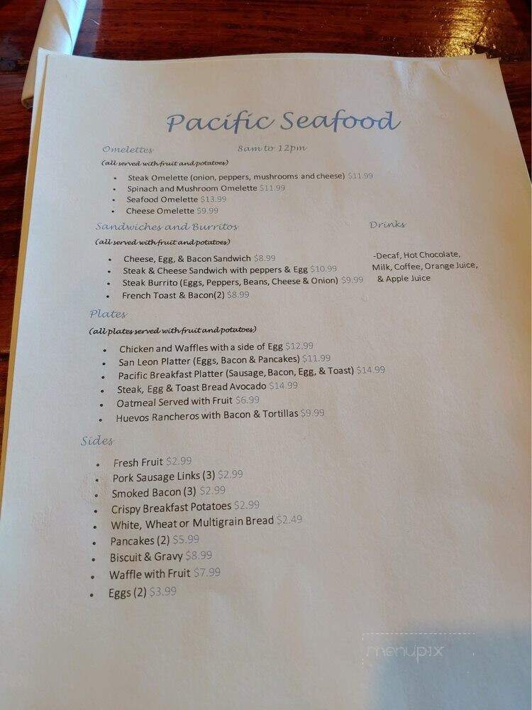 Pacific Seafood - San Leon, TX menu_pic