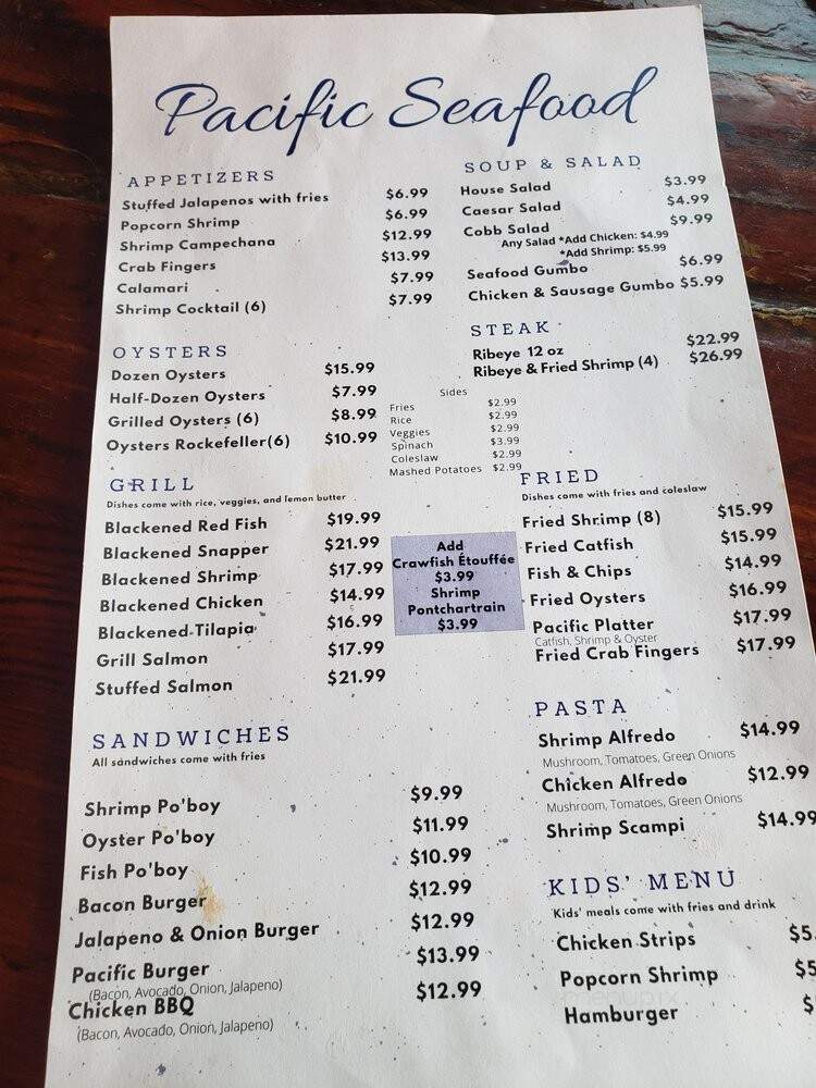 Pacific Seafood - San Leon, TX menu_pic