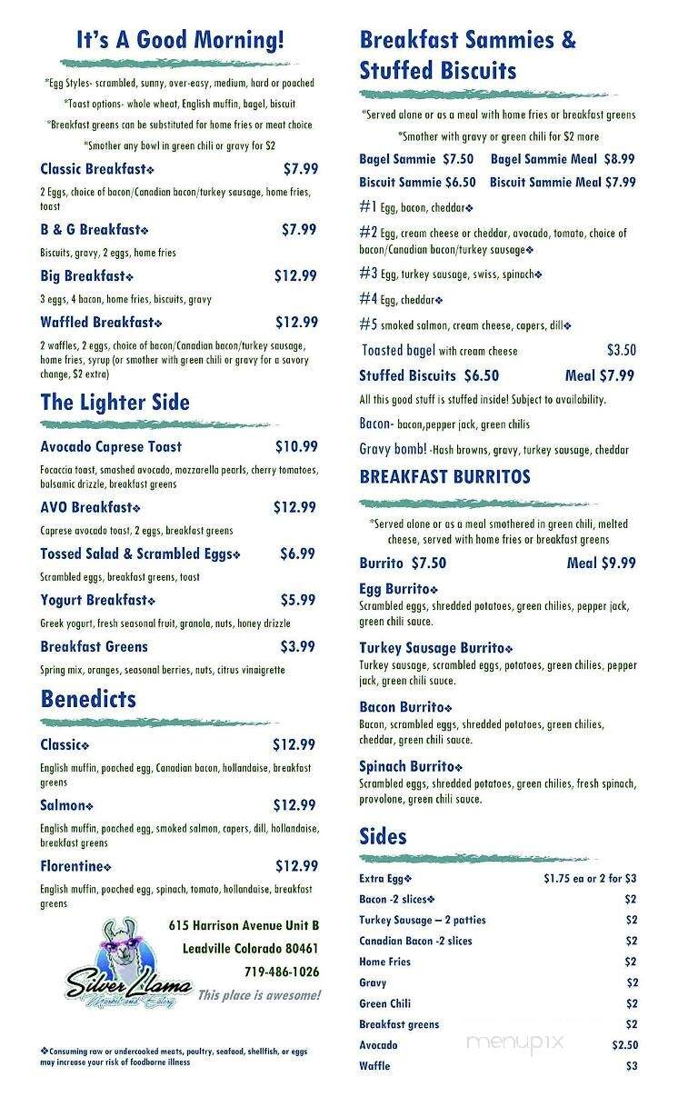 Silver Llama Market & Eatery - Leadville, CO menu_pic