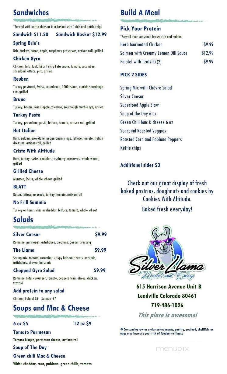 Silver Llama Market & Eatery - Leadville, CO menu_pic