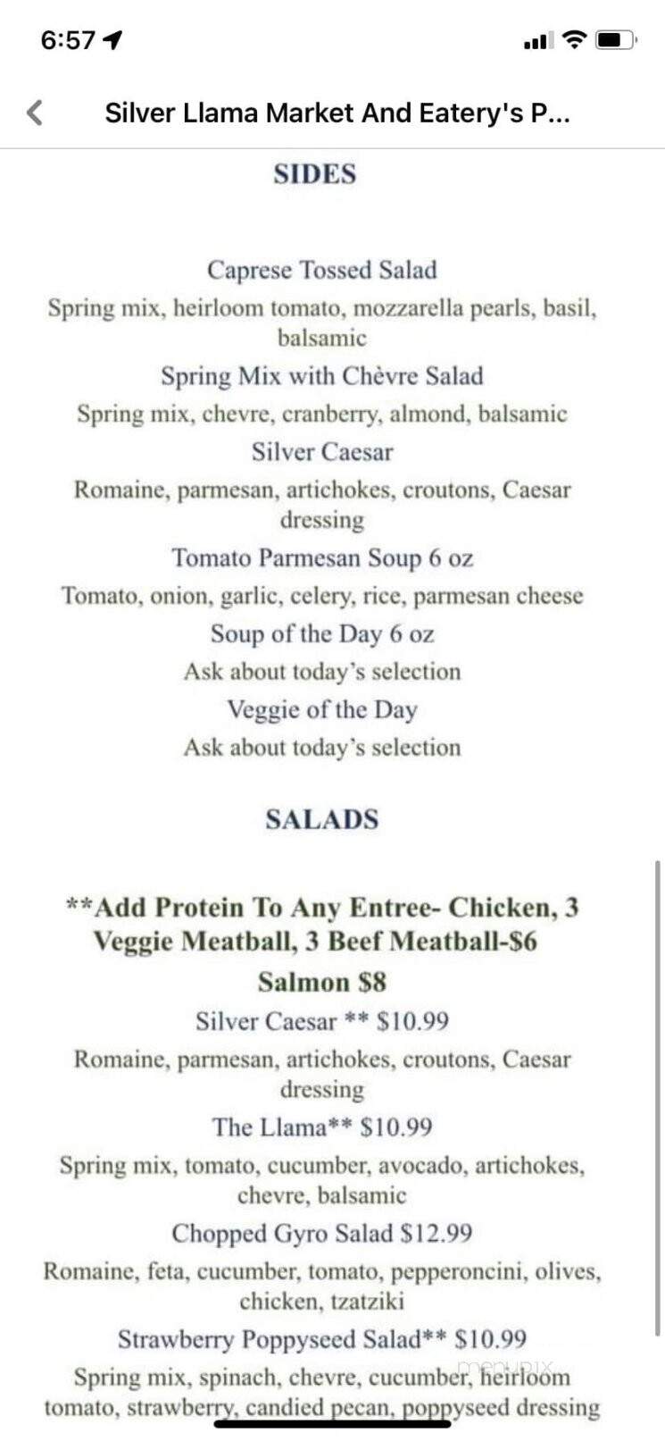 Silver Llama Market & Eatery - Leadville, CO menu_pic