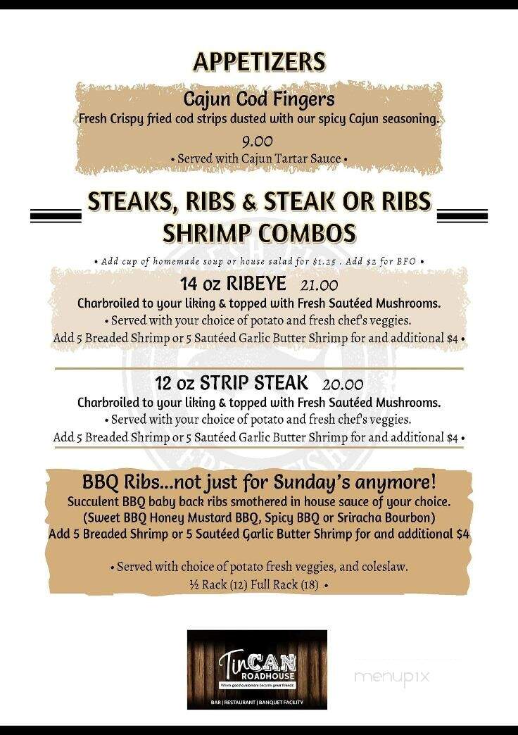 Tin Cup Saloon - Union Grove, WI menu_pic