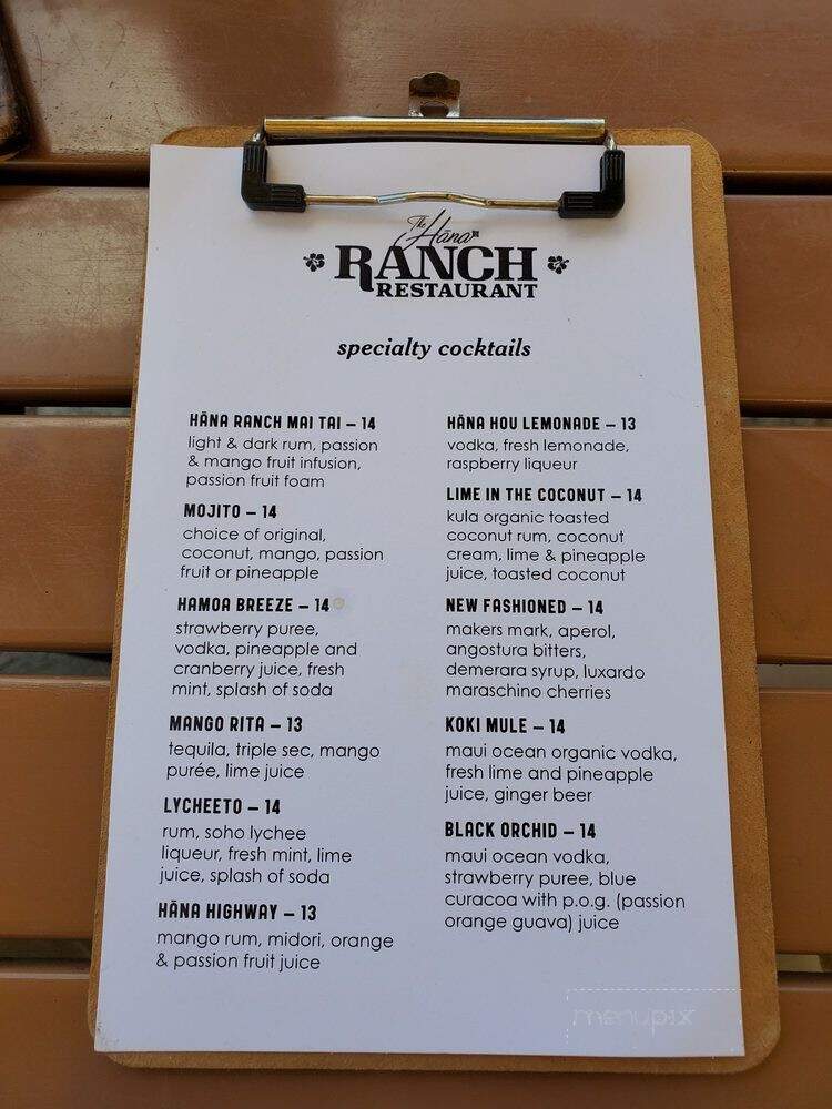Hana Ranch Restaurant - Hana, HI menu_pic